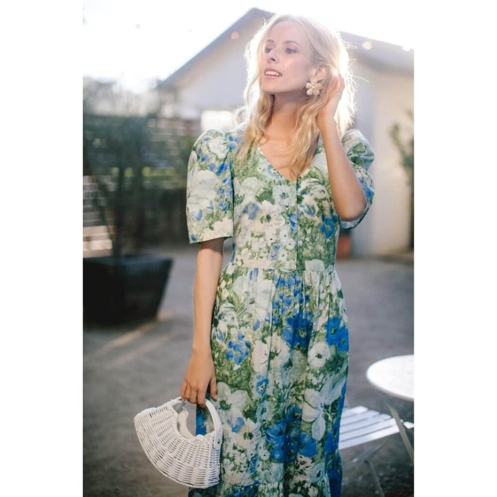 Tuckernuck Women’s Jardin De Fleurs Violetta Midi Dress Sz S